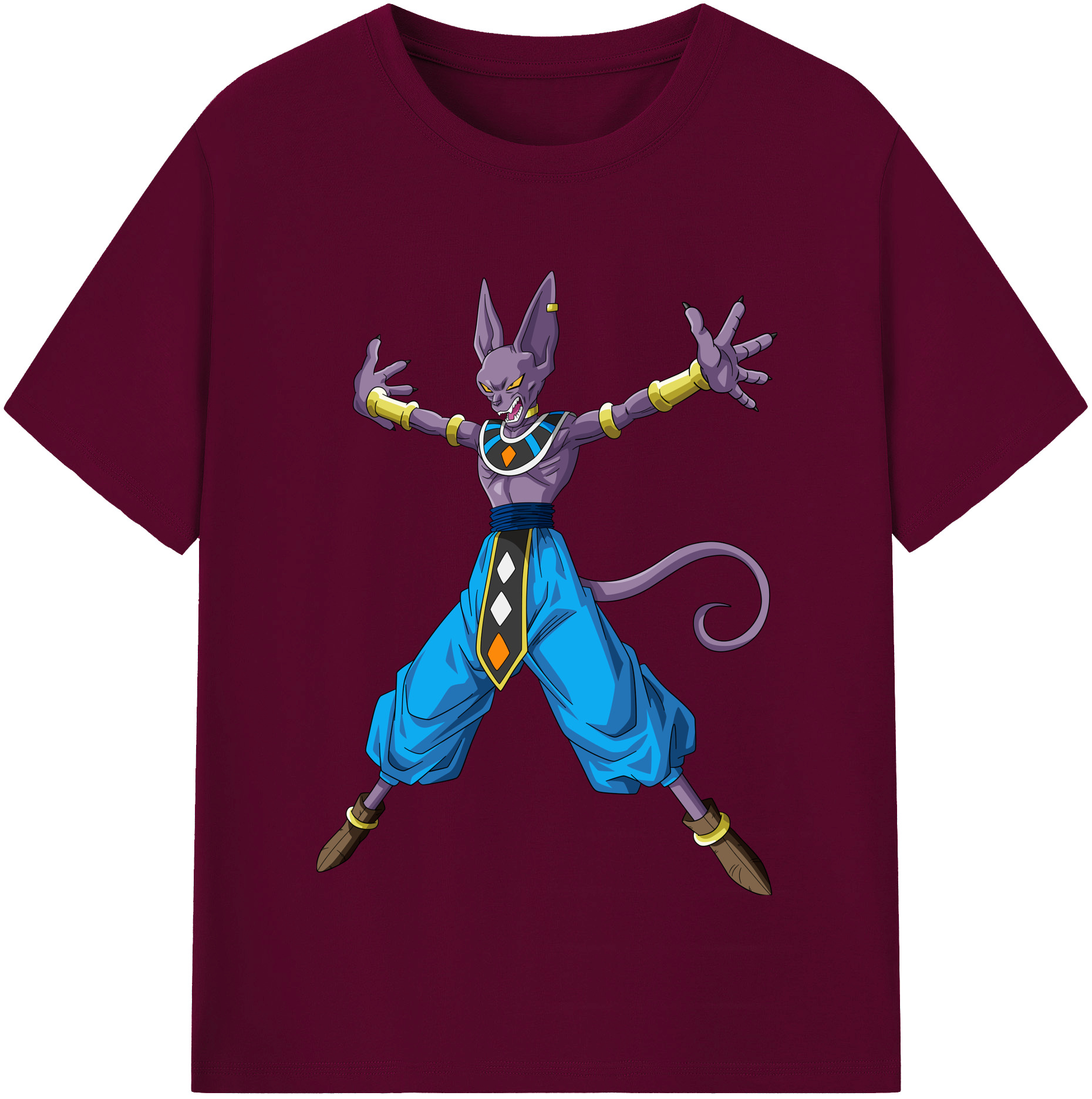 （画像用） ドラゴンボール ビルス 破壊神ビルス DRAGON BALL Beerus Birusu レディースカジュアルプリントTシャツ（綿100％）